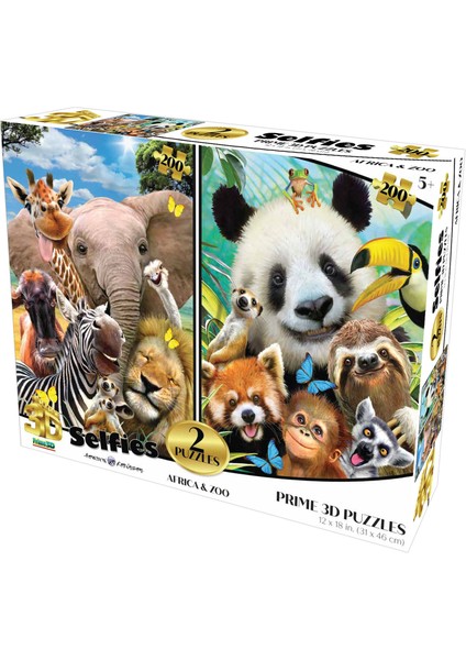 Afrika Hayvanları ve Hayvanlar Alemi Selfie Ikili Puzzle 200 Parça 10237