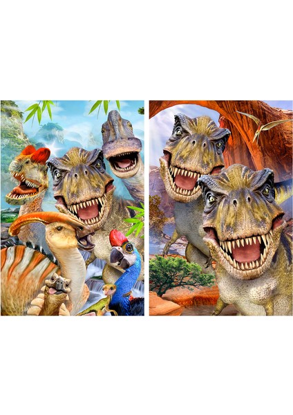 Dinozorlar ve T-Rex Selfie Ikili Puzzle 200 Parça 10235