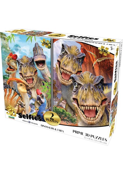 Dinozorlar ve T-Rex Selfie Ikili Puzzle 200 Parça 10235