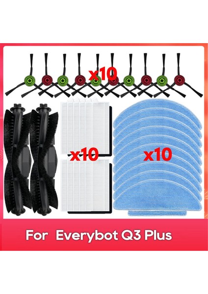 Everybot Q3 / Q3 Plus Yedek Parça Aksesuarları Ana Yan Fırça Hepa Filtre Paspas Bezi A (Yurt Dışından)