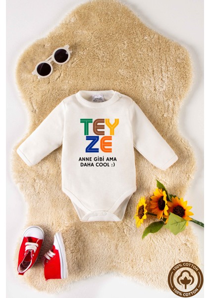 Unisex Pamuklu Teyze Baskılı 0-12 Ay 2li Uzun Kollu Bebek Body Zıbın fiyatları