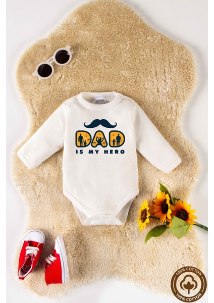 Unisex Pamuklu Baba Baskılı 0-12 Ay 3lu Uzun Kollu Bebek Body Zıbın fiyatları