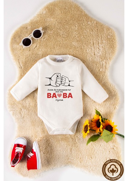 Unisex Pamuklu Baba Baskılı 0-12 Ay 3lu Uzun Kollu Bebek Body Zıbın modelleri
