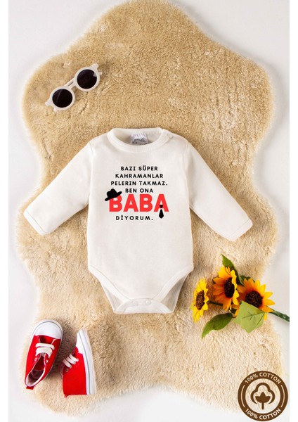 Unisex Pamuklu Baba Baskılı 0-12 Ay 2li Uzun Kollu Bebek Body Zıbın modelleri
