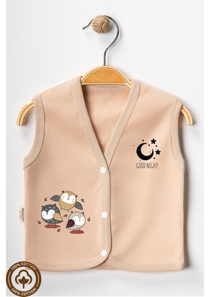 Unisex Bebek Baykuş Baskılı Organik Pamuklu 3-6-9 Ay 3lü Penye Bebek Yelek Set fırsatları