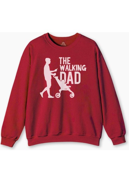 The Walking Dad Dead Yürüyen Baba Babalar Günü Baskılı Sweat Funny Kırmızı Sweatshirt