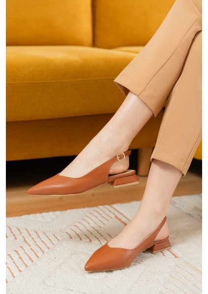 Liona Taba ( 3 cm Topuklu ) Sivri Burun Topuklu Babet fırsatları