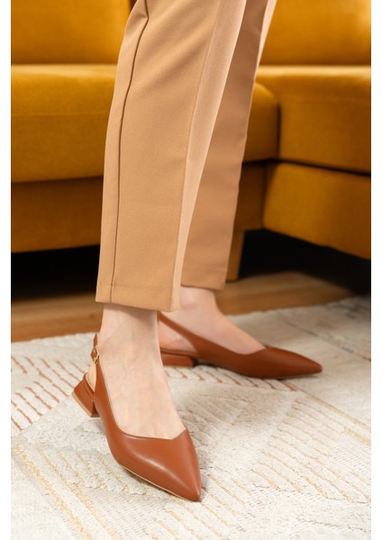 Liona Taba ( 3 cm Topuklu ) Sivri Burun Topuklu Babet indirimleri