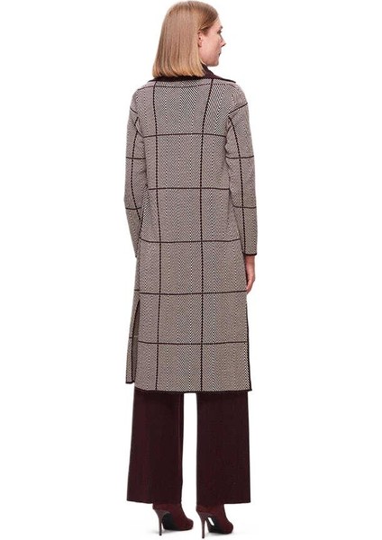 Bordo Zigzag Desenli Uzun Hırka T25K-9001