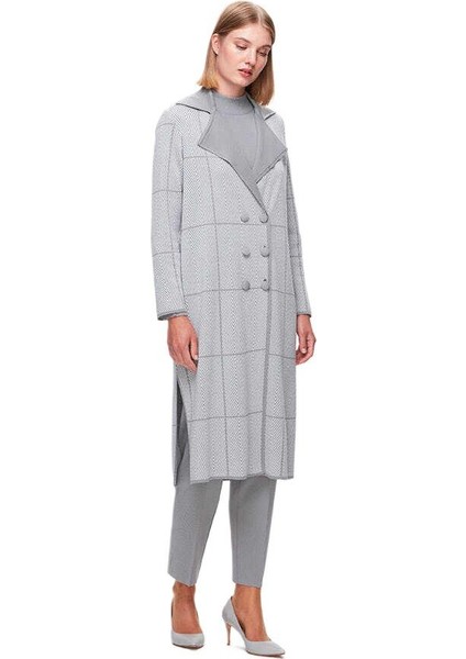 Gri Zigzag Desenli Uzun Hırka T25K-9001