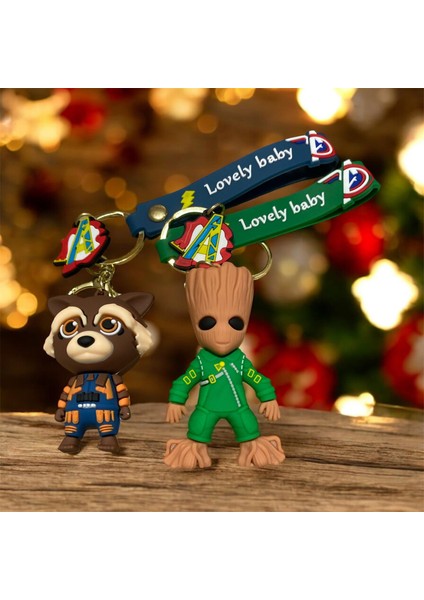 Groot ve Roket Figürlü Anahtarlık & Çanta Süsü