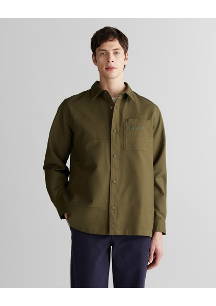 Erkek Yeşil Oversize Fit Logolu Gömlek 3824325T.301