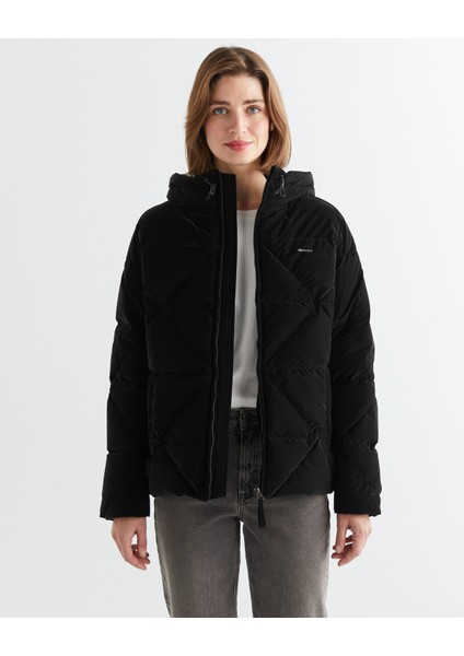Kadın Siyah Kapüşonlu Kapitone Mont 47124303T.5