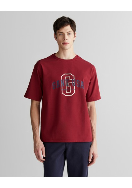 Erkek Bordo Regular Fit Bisiklet Yaka Logolu T-Shirt 2324356T.604