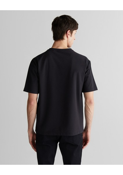 Erkek Siyah Regular Fit Bisiklet Yaka Logolu T-Shirt 2324358T.5
