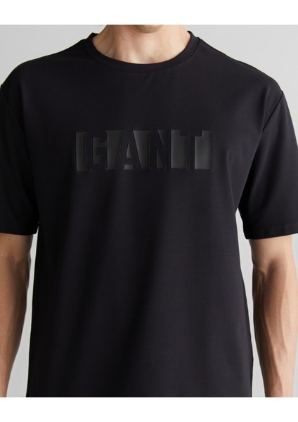 Erkek Siyah Regular Fit Bisiklet Yaka Logolu T-Shirt 2324358T.5