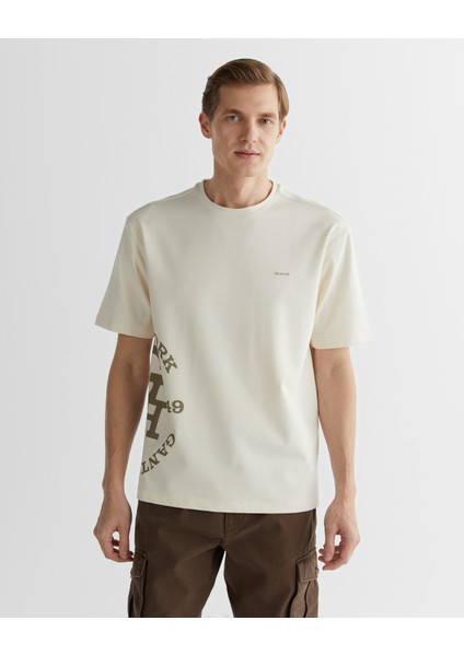 Erkek Krem Regular Fit Bisiklet Yaka Logolu T-Shirt 2324360T.130