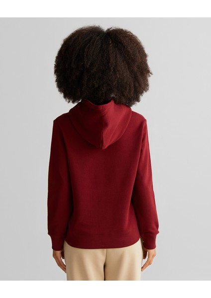 Kadın Bordo Relaxed Fit Kapüşonlu Logolu Sweatshirt 4201252.604