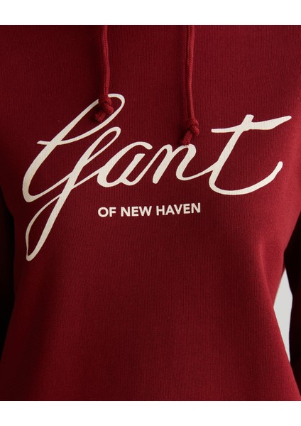Kadın Bordo Relaxed Fit Kapüşonlu Logolu Sweatshirt 4201252.604