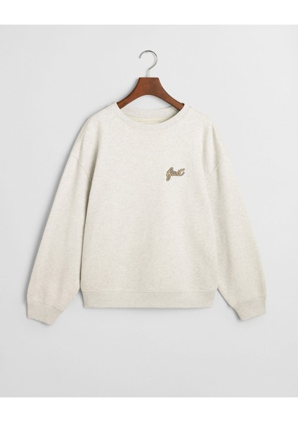 Kadın Gri Loose Fit Bisiklet Yaka Logolu Sweatshirt 4201239.80
