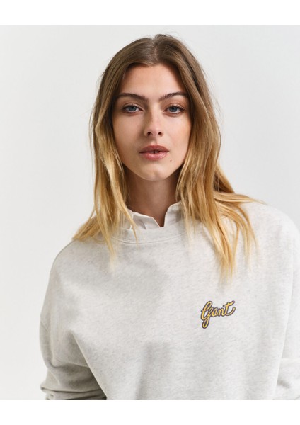 Kadın Gri Loose Fit Bisiklet Yaka Logolu Sweatshirt 4201239.80