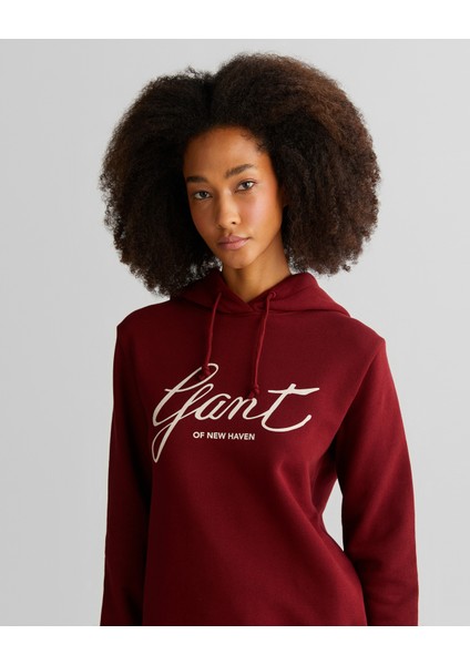 Kadın Bordo Relaxed Fit Kapüşonlu Logolu Sweatshirt 4201252.604 fırsatları