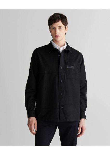 Erkek Siyah Oversize Fit Logolu Gömlek 3824325T.5