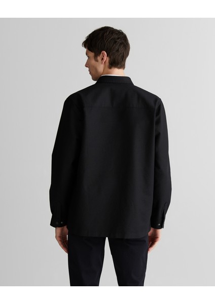 Erkek Siyah Oversize Fit Logolu Gömlek 3824325T.5