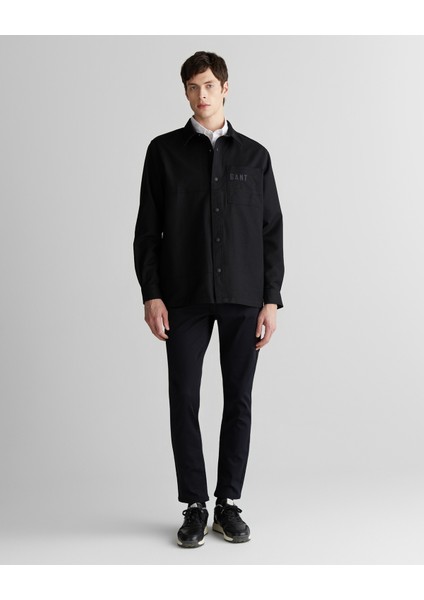 Erkek Siyah Oversize Fit Logolu Gömlek 3824325T.5
