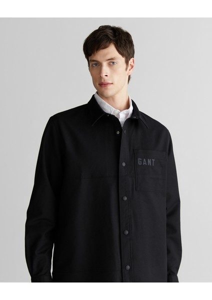 Erkek Siyah Oversize Fit Logolu Gömlek 3824325T.5