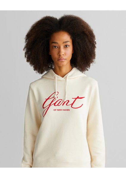 Kadın Krem Relaxed Fit Kapüşonlu Logolu Sweatshirt 4201252.130 fırsatları