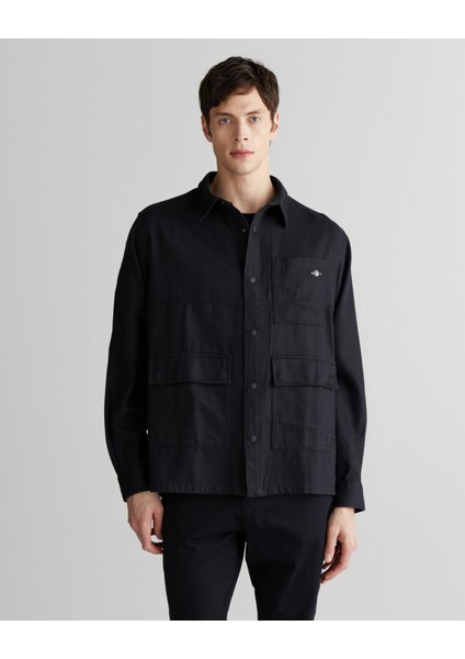 Erkek Siyah Oversize Fit Gömlek 3824322T.5