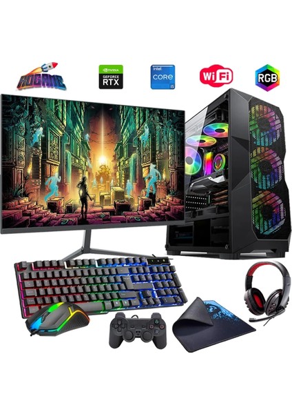 I5 14400F 16GB Ddr4 480SSD 6gb RTX3050 24" Mon. Oyun Bilgisayarı (Gaming Set)