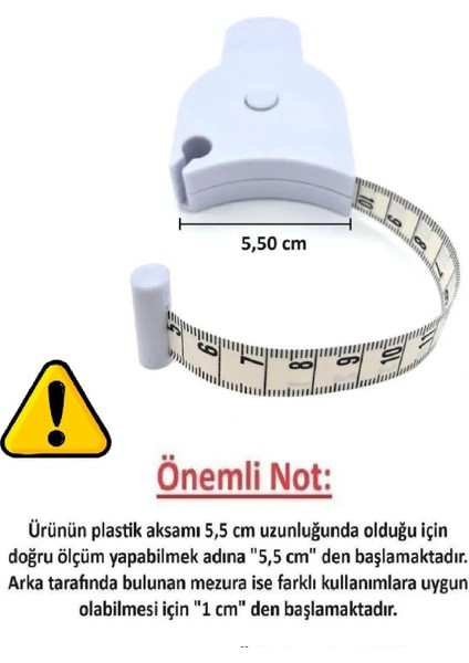 Bel Kalça Göğüs Bacak Vücut Ölçüm Cetveli Mezura 150 cm