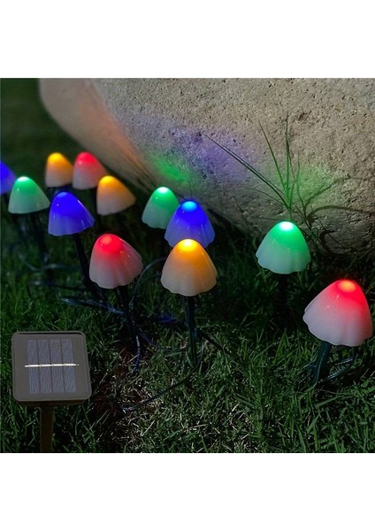 4.5 Metre 12 Led'li Solar Mushroom Lights Güneş Enerjili Mantar Bahçe Aydınlatması