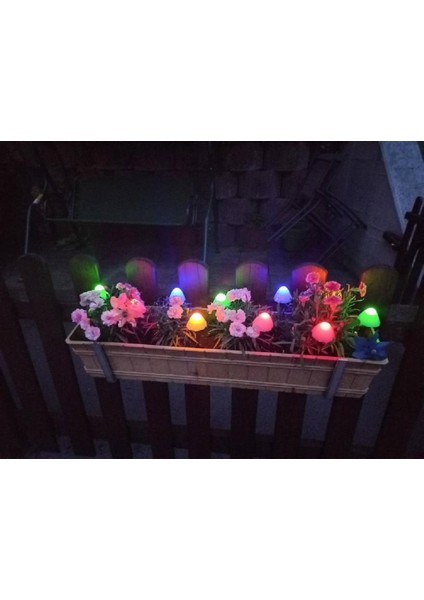 4.5 Metre 12 Led'li Solar Mushroom Lights Güneş Enerjili Mantar Bahçe Aydınlatması