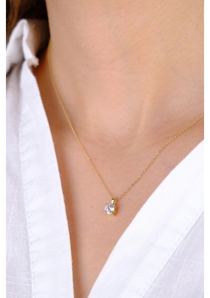 14 Ayar Altın Tek Taşlı Kolye