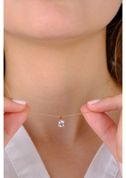 14 Ayar Altın Tek Taşlı Kolye fiyatları