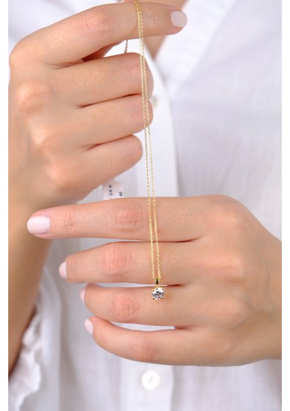 14 Ayar Altın Tek Taşlı Kolye indirimleri