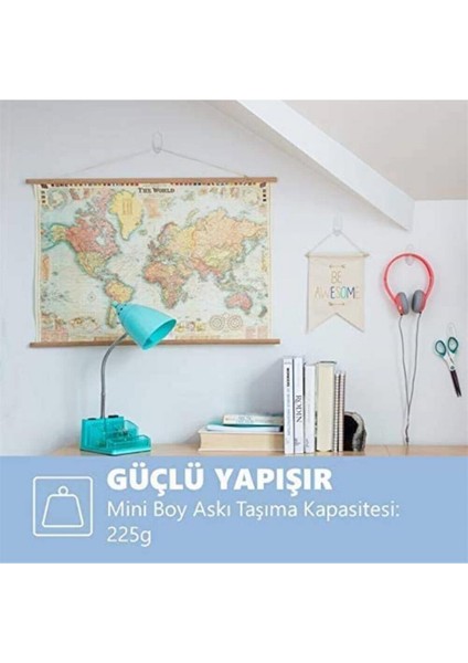 17006CLR-CEE Mini Boy Şeffaf Askı 6 Askı + 8 Cırt Bant