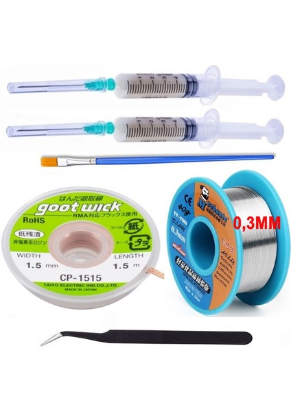 Mechanic Lehim Teli 63SN/37PB Uyumlu Flux %1-3 40GR 03MM, CP1515-1,5 Set1 Eğik Cımbız 6in1 Arada