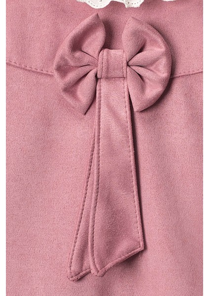 Kız Çocuk Fiyonk Detaylı Ikili Süet Elbise modelleri