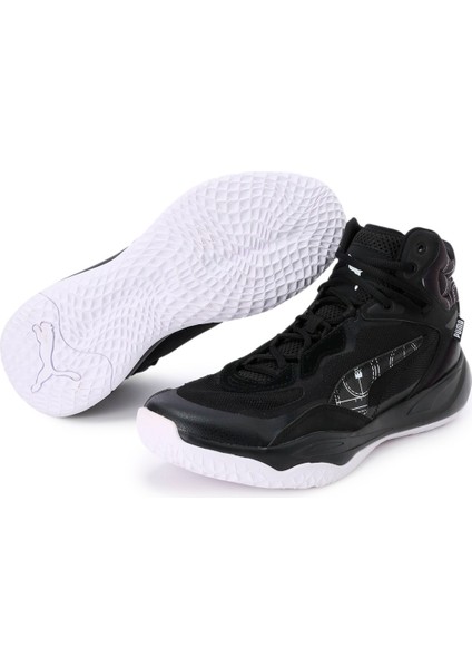 378326 Playmaker Pro Mıd Courtsıde Black-White Yetıskın Unıseks Basketbol Ayakkabısı