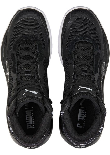 378326 Playmaker Pro Mıd Courtsıde Black-White Yetıskın Unıseks Basketbol Ayakkabısı