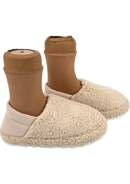 Eva Taban Kaymaz Halı Terliği Lastik Bilekli Kürklü Iç Astar Üşümeyen Ayaklar Tüylü Terlik