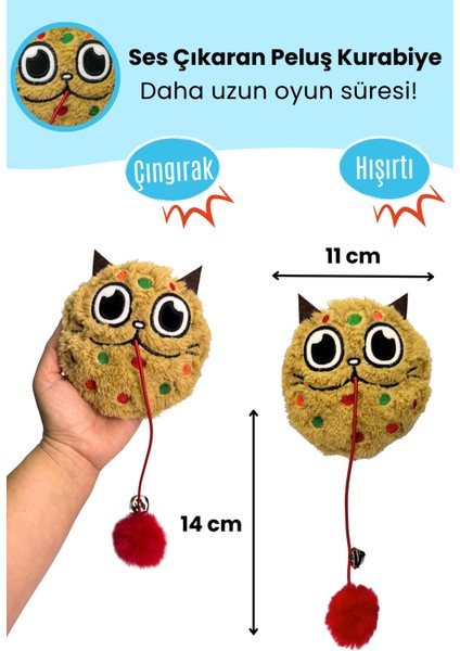 Peluş Kurabiye Kedi Oyuncağı Hışırtılı ve Çıngıraklı Sesli Kedi Oyuncağı İpli Kedi Aktivite Oyuncağı fiyatları