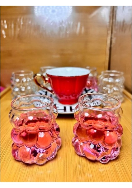 Boncuk Kahve Yanı 6 ADET Mini Üzüm Bardak 75 ml