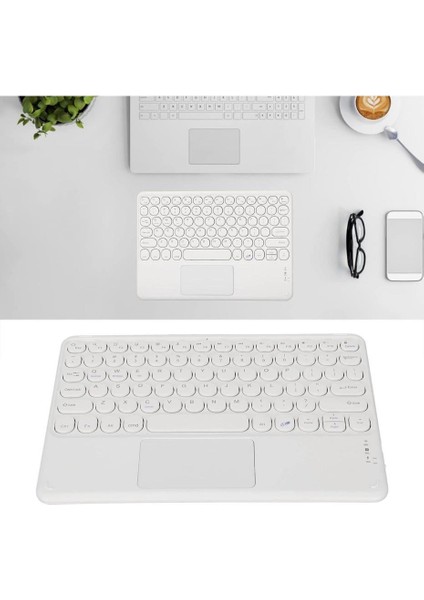 Apple iPad Air 13" (2024) Wi-Fi Uyumlu Kablosuz Bluetooth Şarjlı Touchpad'li Klavye Mouse Seti - Beyaz