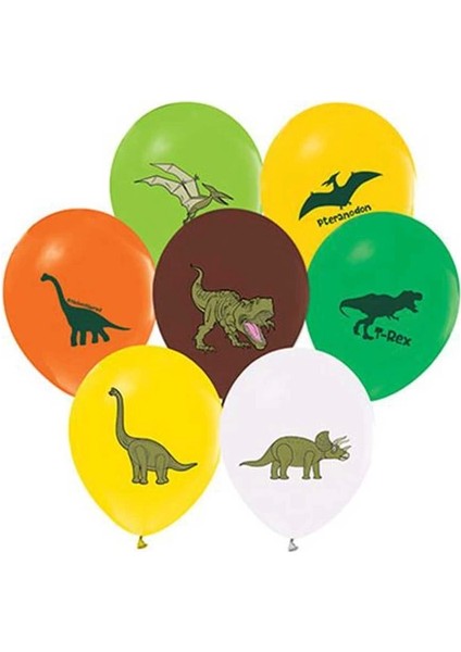 Balonevi Pastel Vahşi Jurassic Parti Baskılı Balon 8li (8013)