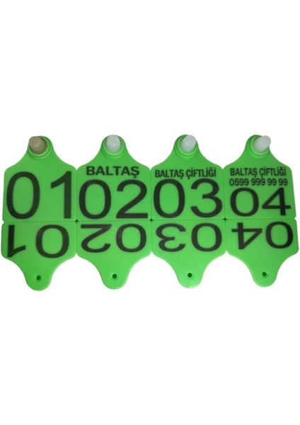 150 Adet Yeşil Büyükbaş Hayvan Kulak Küpesi+Pens Ucu